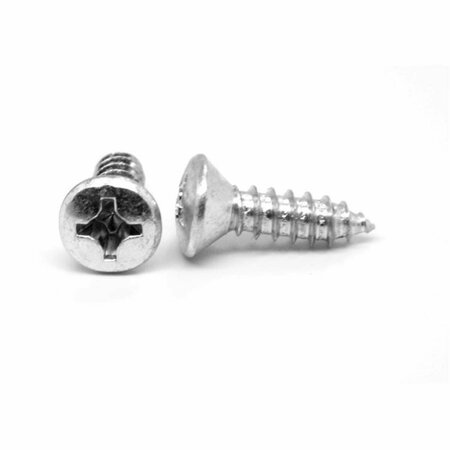 ASMC INDUSTRIAL No.8-15 x 1.5 Phillips Oval No.6 Head Type A Sheet Metal Screw, 18-8 Stainless Steel, 2000PK 0000-213617-2000